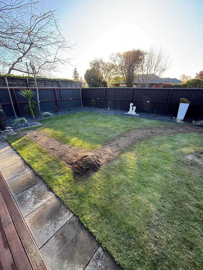 Back lawn reinstated over a repaired drain line at a Christchurch property