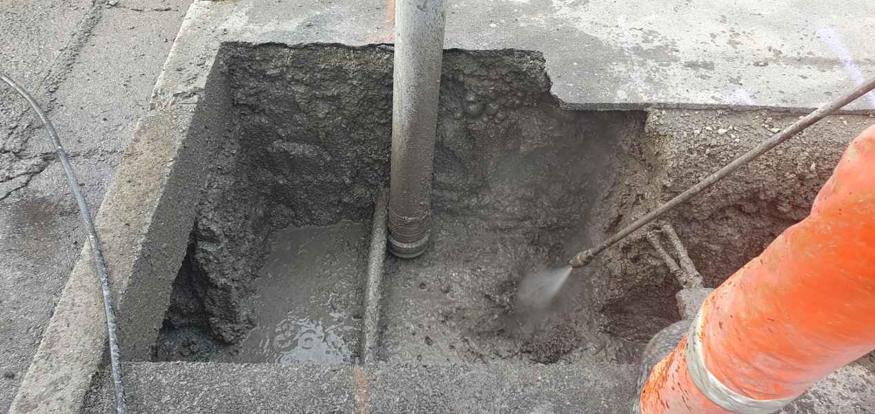 Drainage pit opened up in a commercial hardstand in Christchurch