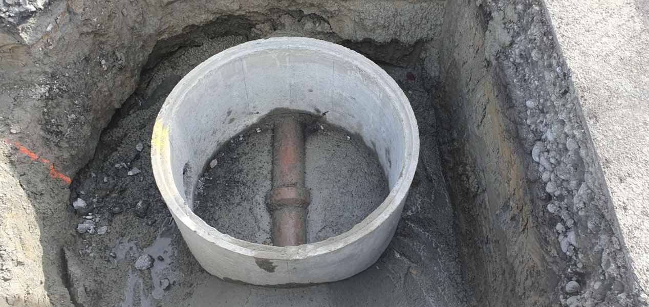 Concrete manhole riser installed on a commercial drainage line in Christchurch