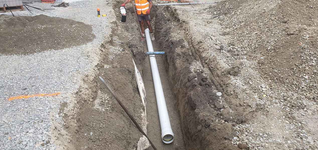 Roadside civil drainage trench with new pipe in Christchurch