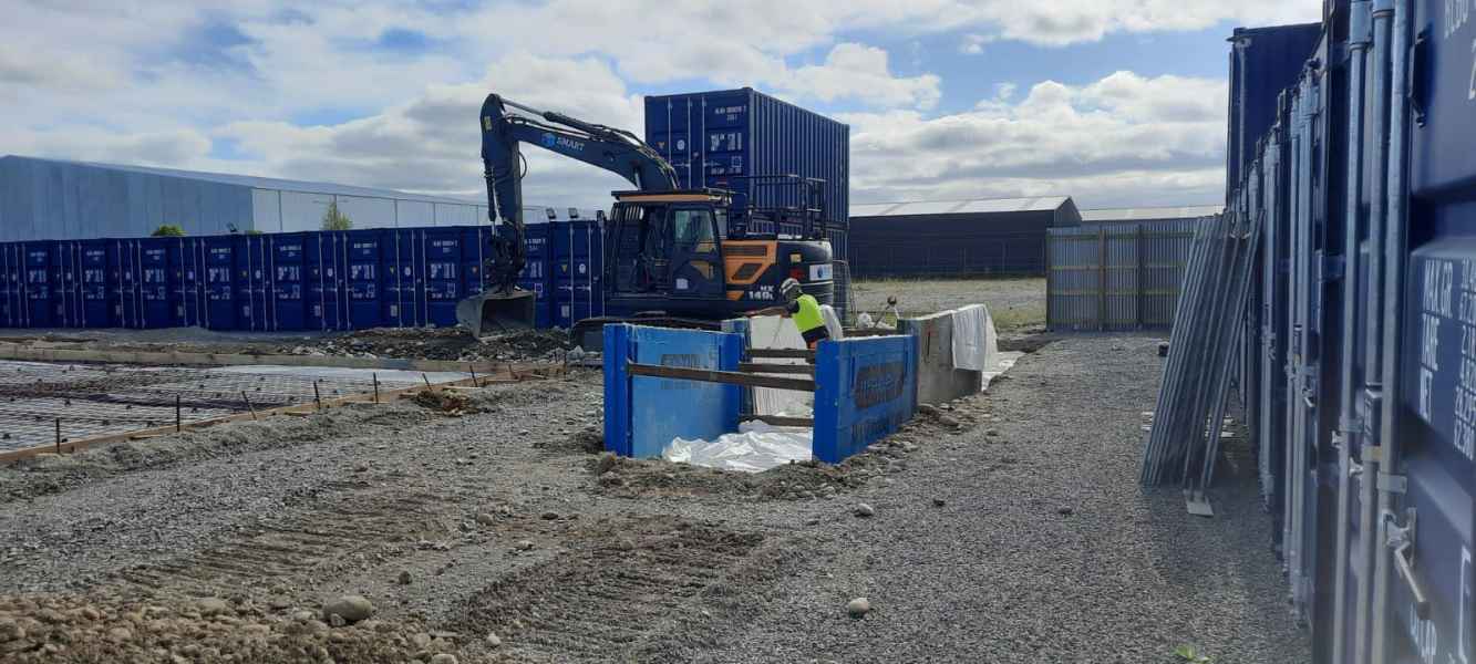 Civil drainage works in a commercial container yard in Rolleston